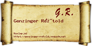 Genzinger Rátold névjegykártya