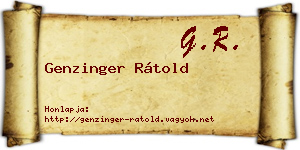 Genzinger Rátold névjegykártya